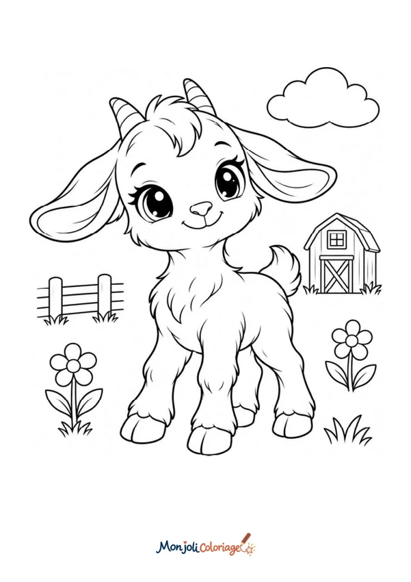 Coloriage à imprimer : Chèvre bébé