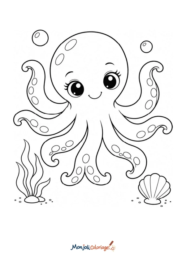 Coloriage à imprimer : Poulpe - pieuvre