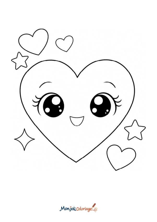 Coloriage à imprimer : Coeur kawaii