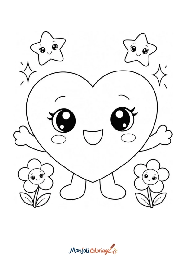 Coloriage à imprimer : Coeur mignon