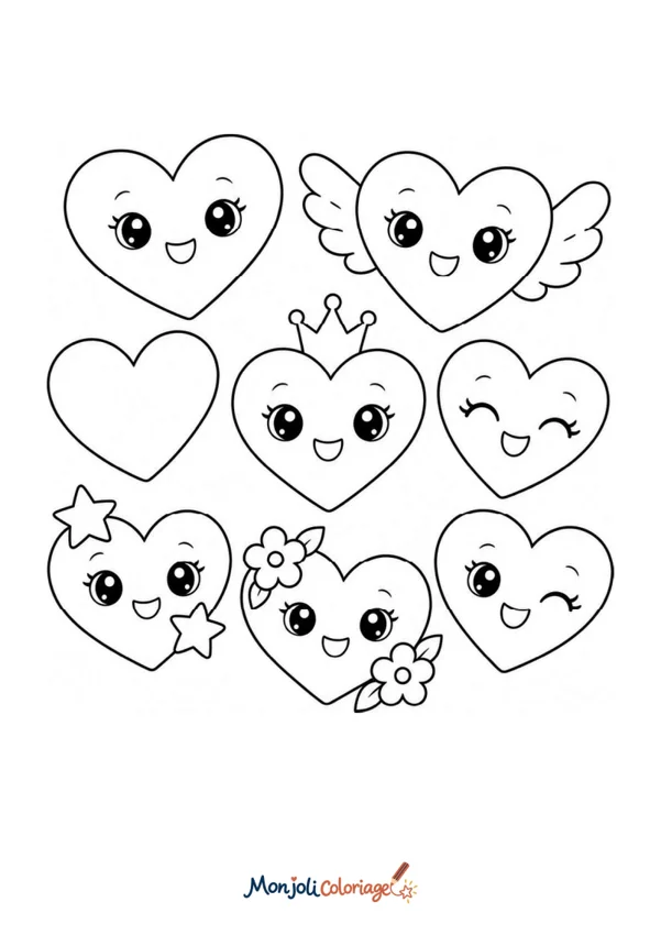Coloriage à imprimer : Coeurs