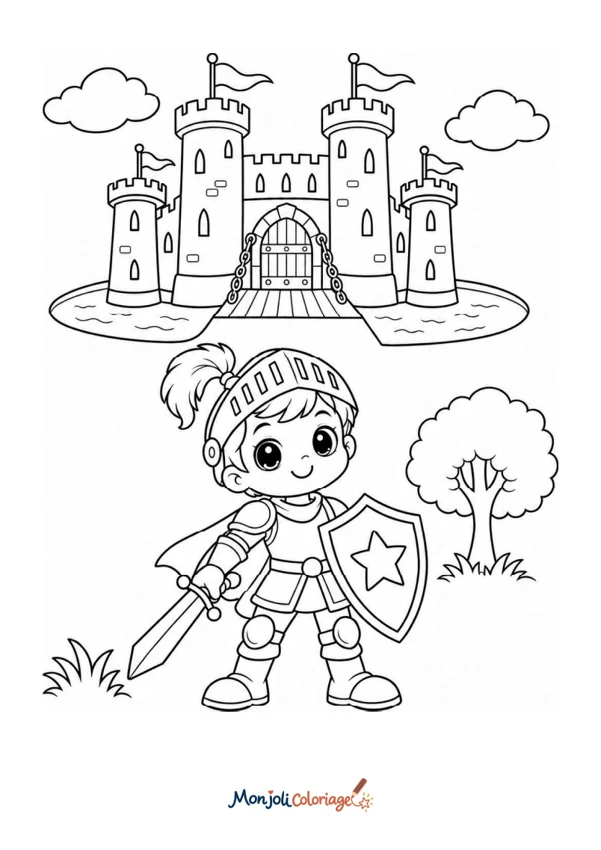 Coloriage à imprimer : Chateau fort de chevalier