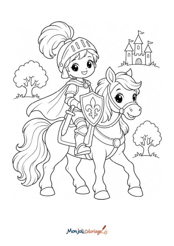 Coloriage à imprimer : Chevalier à cheval