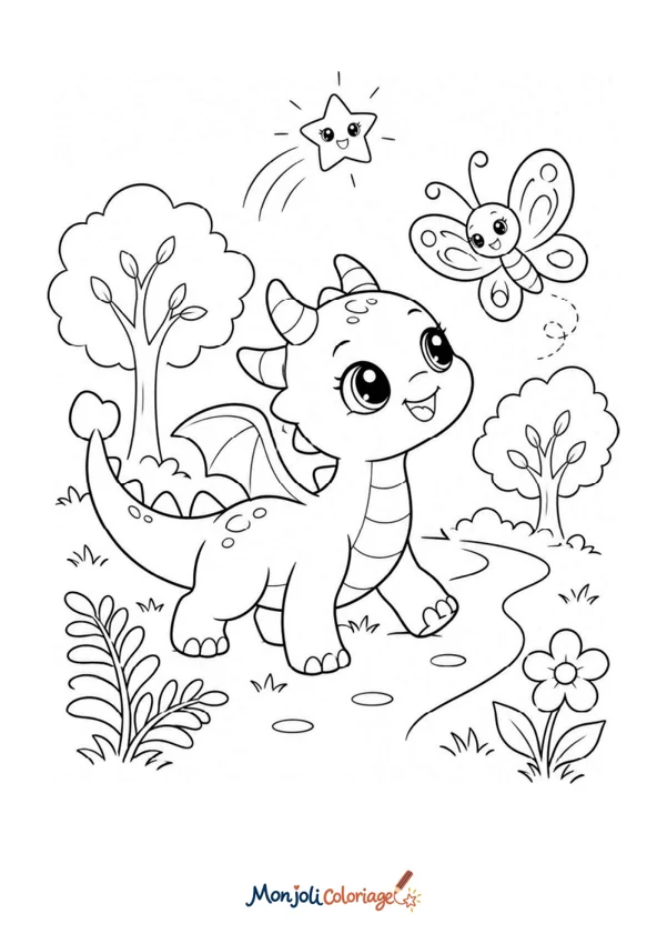 Coloriage à imprimer : Dragon mignon