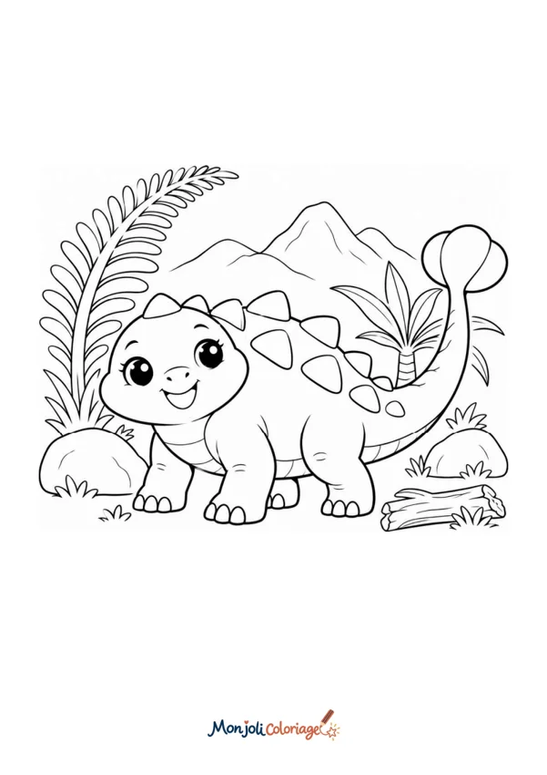 Coloriage à imprimer : Bébé ankylosaure