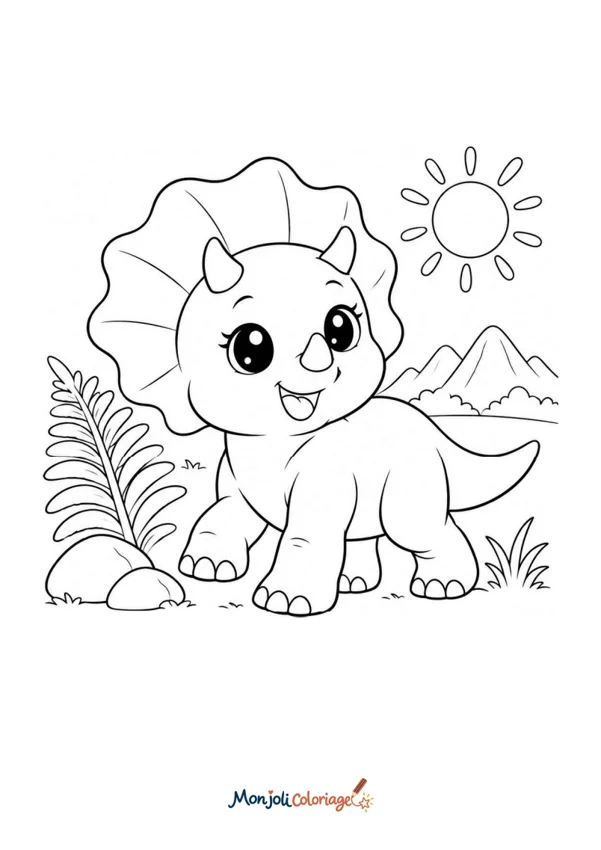 Coloriage à imprimer : Bébé tricératops