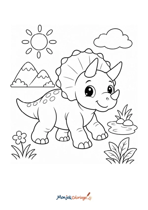 Coloriage à imprimer : Tricératops bébé