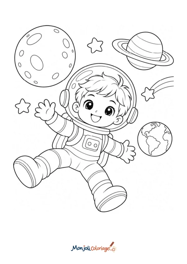 Coloriage à imprimer : Astronaute dans l'espace