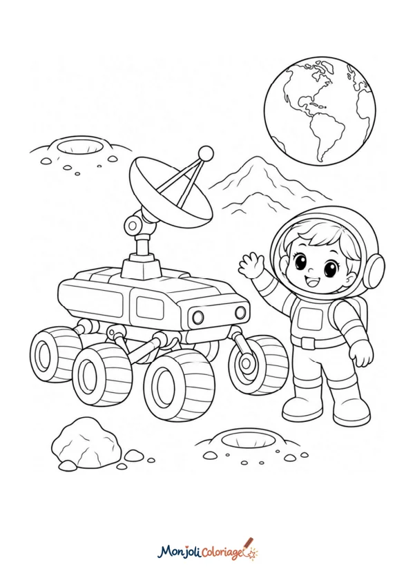Coloriage à imprimer : Astronaute et rover