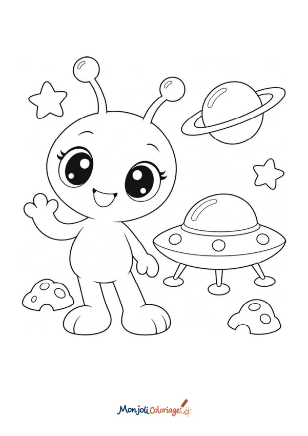 Coloriage à imprimer : Extraterrestre gentil