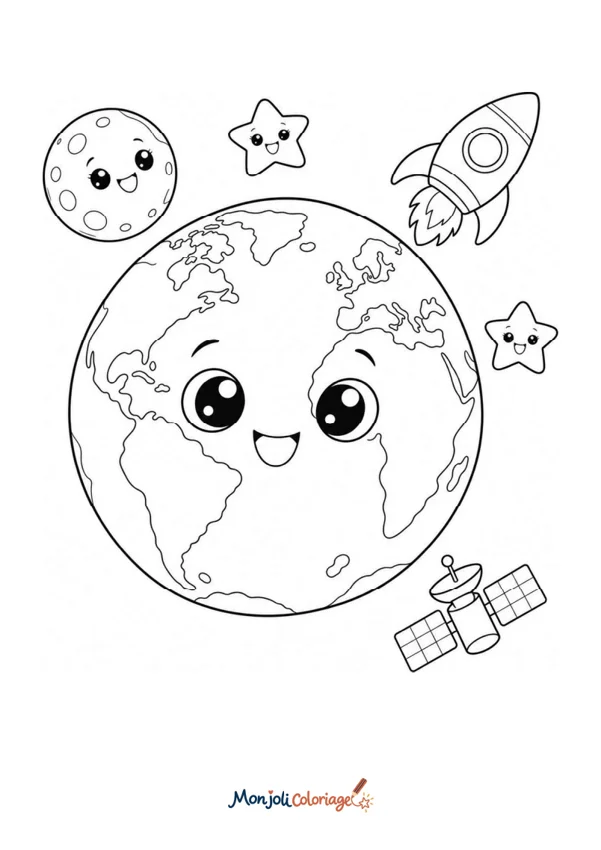 Coloriage à imprimer : Planète Terre