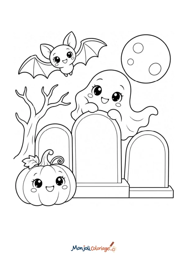 Coloriage à imprimer : Cimetière Halloween