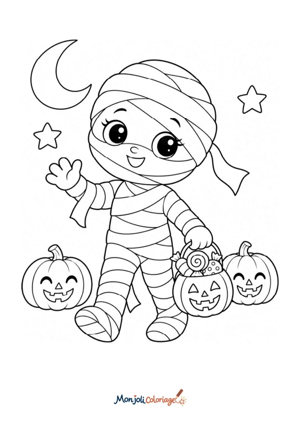 Coloriage à imprimer : Momie Halloween
