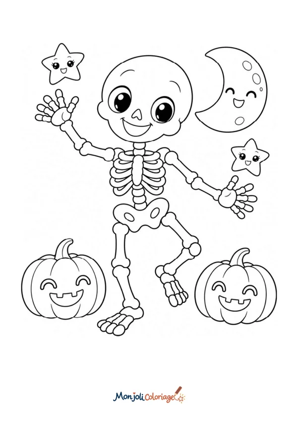 Coloriage à imprimer : Squelette Halloween