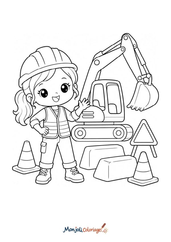 Coloriage à imprimer : Conducteur de chantier