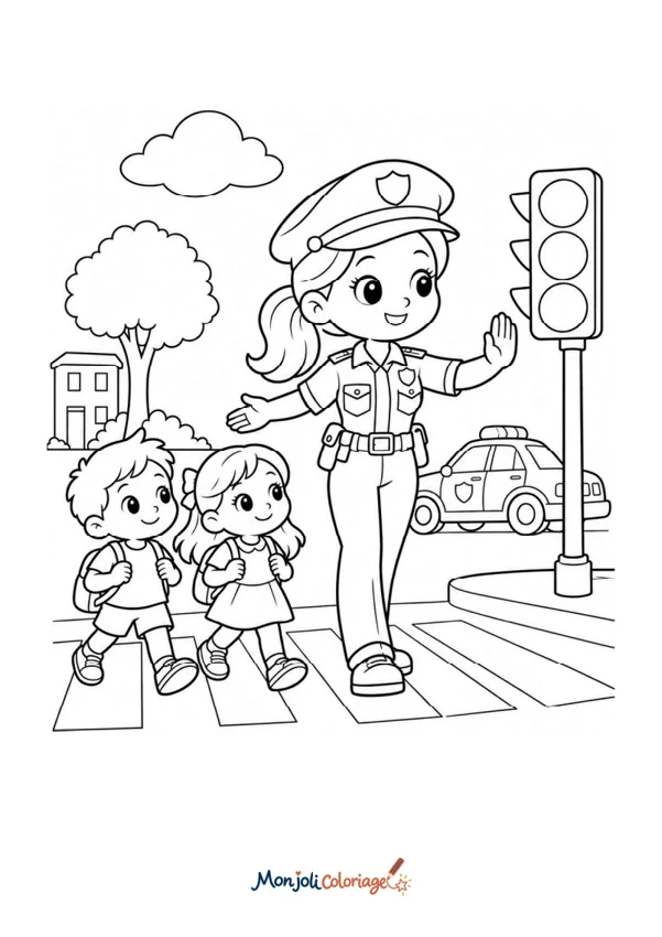 Coloriage à imprimer : Policière