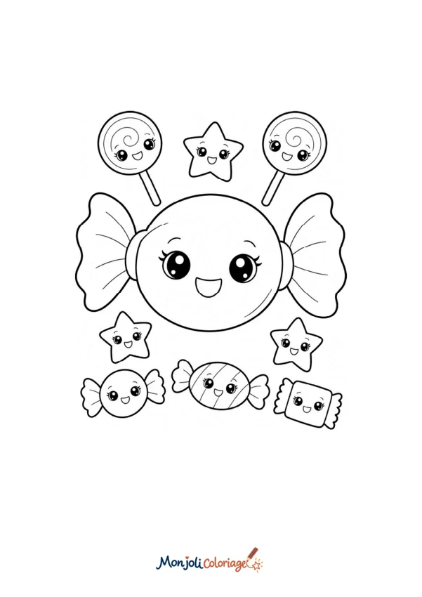 Coloriage à imprimer : Bonbon kawaii