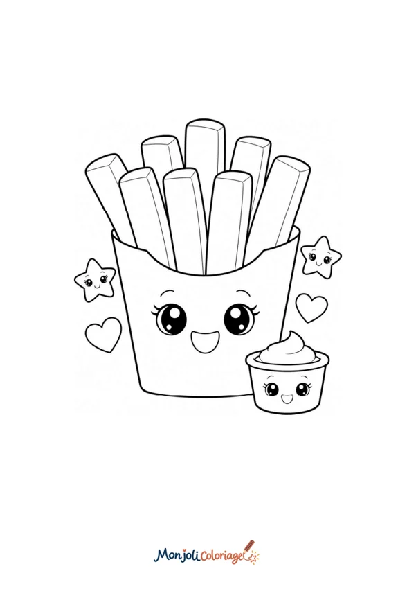 Coloriage à imprimer : Frites kawaii