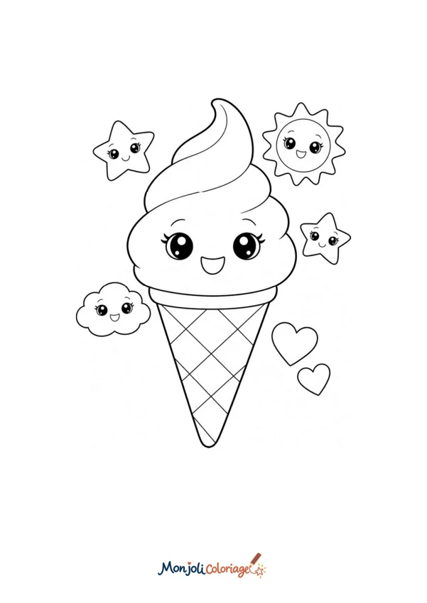 Coloriage à imprimer : Glace kawaii