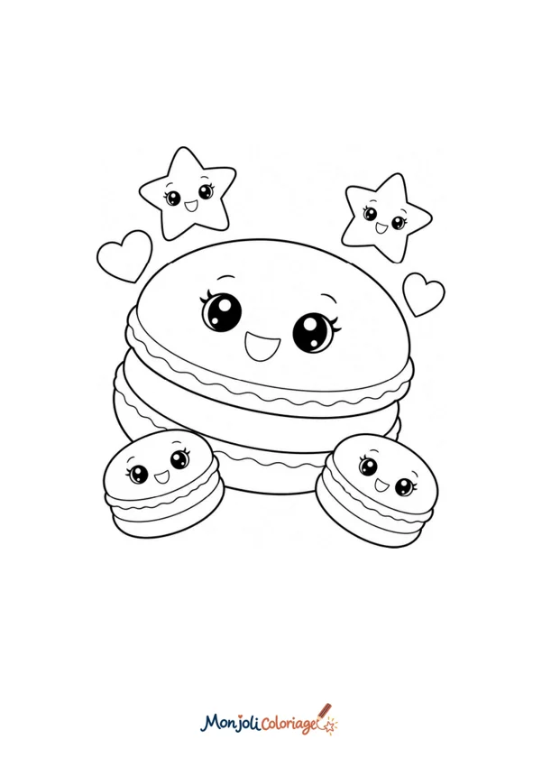 Coloriage à imprimer : Macaron kawaii