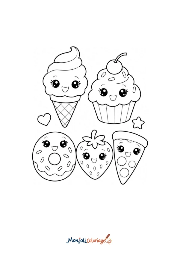 Coloriage à imprimer : Nourriture kawaii