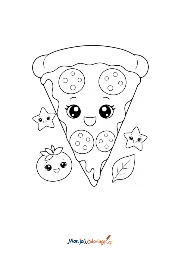 Coloriage à imprimer : Pizza kawaii