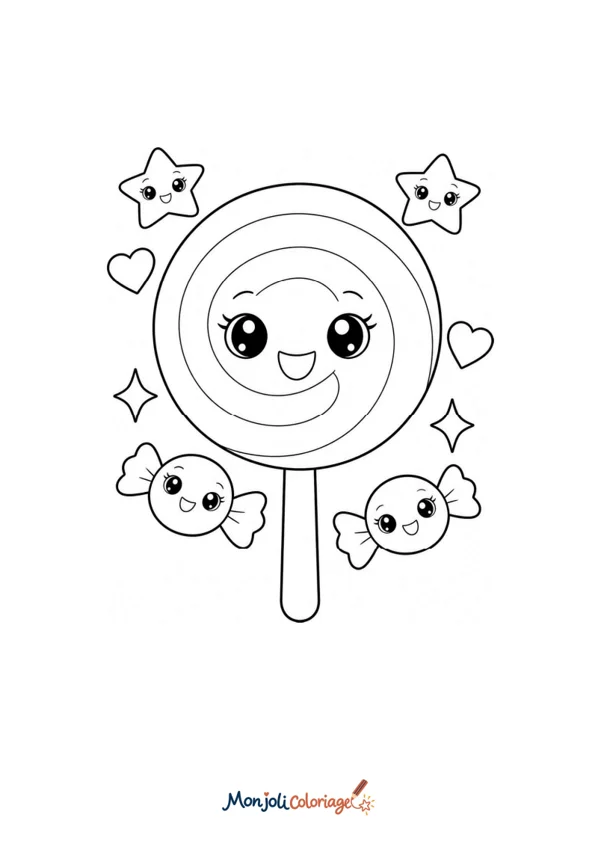 Coloriage à imprimer : Sucette kawaii
