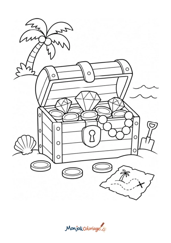 Coloriage à imprimer : Coffre au trésor