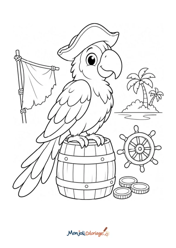 Coloriage à imprimer : Perroquet pirate