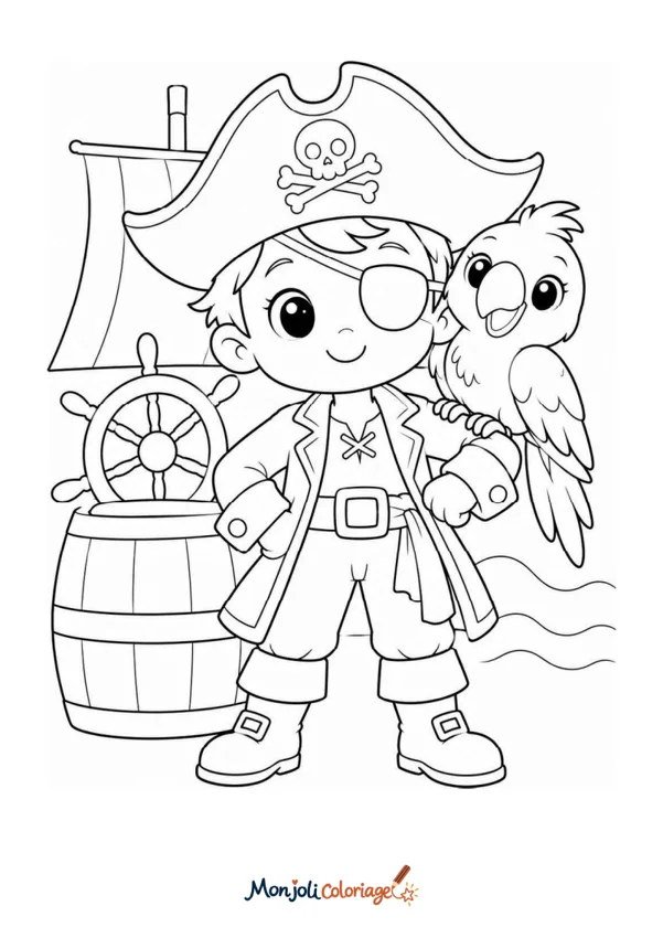 Coloriage à imprimer : Pirate et perroquet
