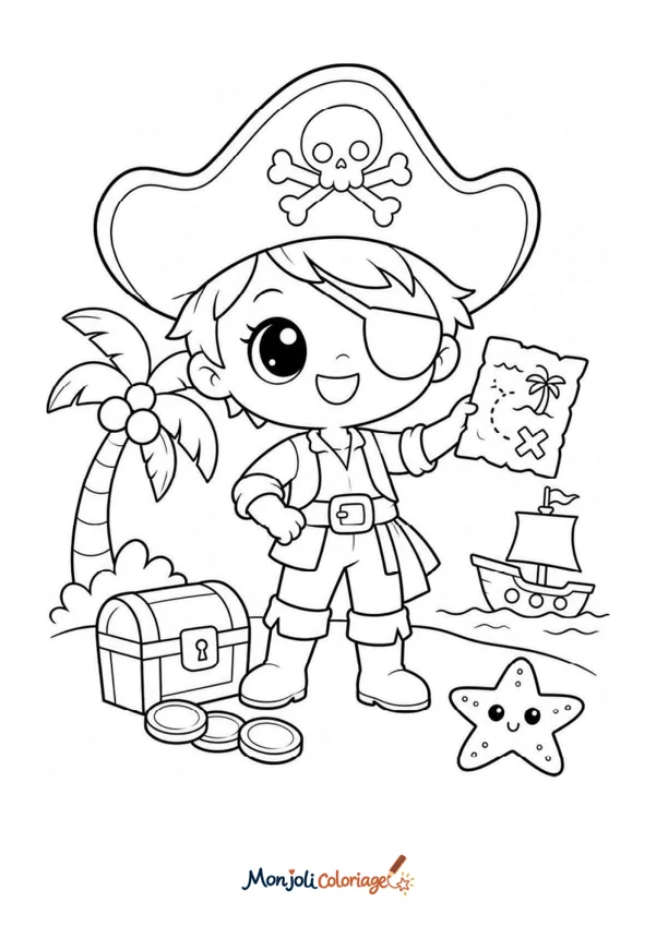 Coloriage à imprimer : Pirate kawaii