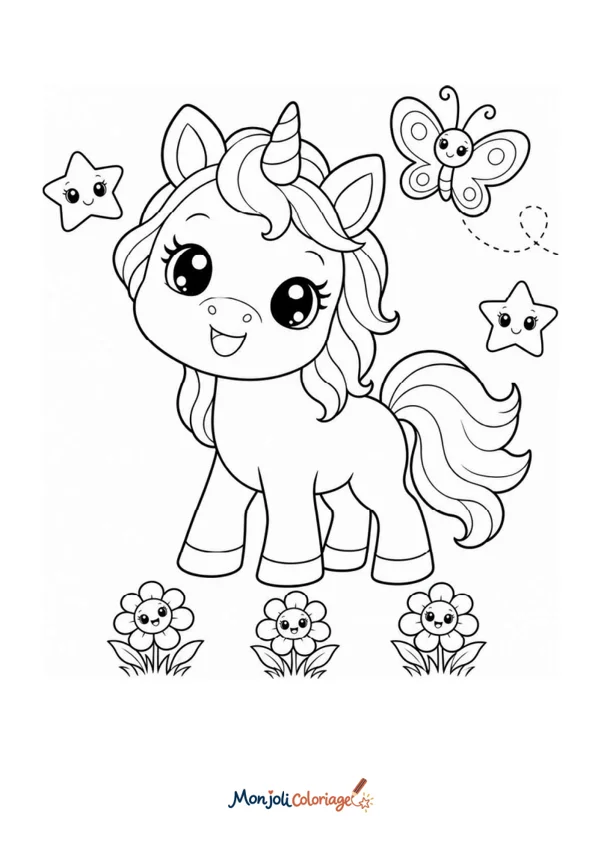 Coloriage à imprimer : Bébé licorne