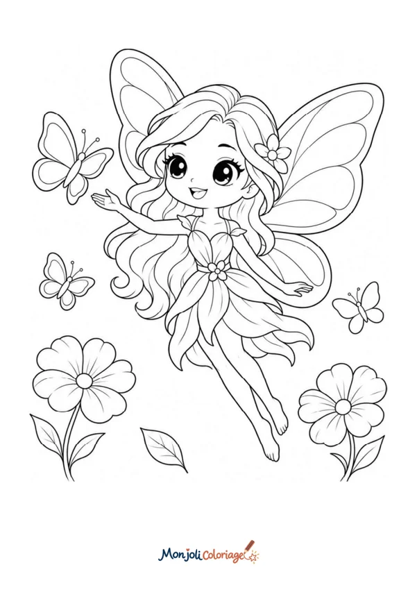 Coloriage à imprimer : Fée papillon