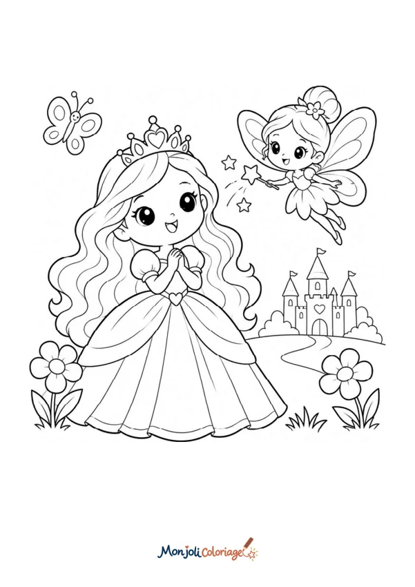 Coloriage à imprimer : Princesse et fée