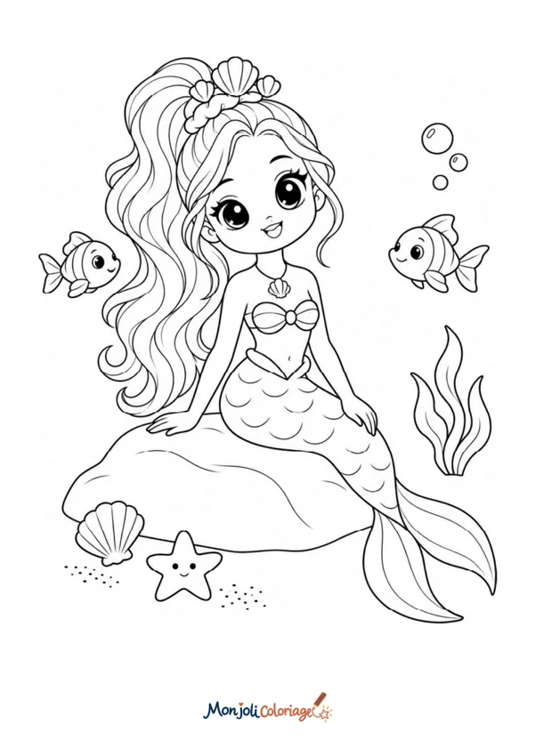 Coloriage à imprimer : Sirène princesse