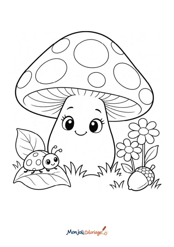 Coloriage à imprimer : Champignon mignon
