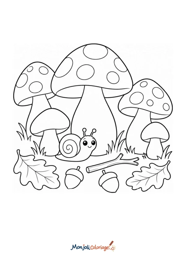 Coloriage à imprimer : Champignons automne