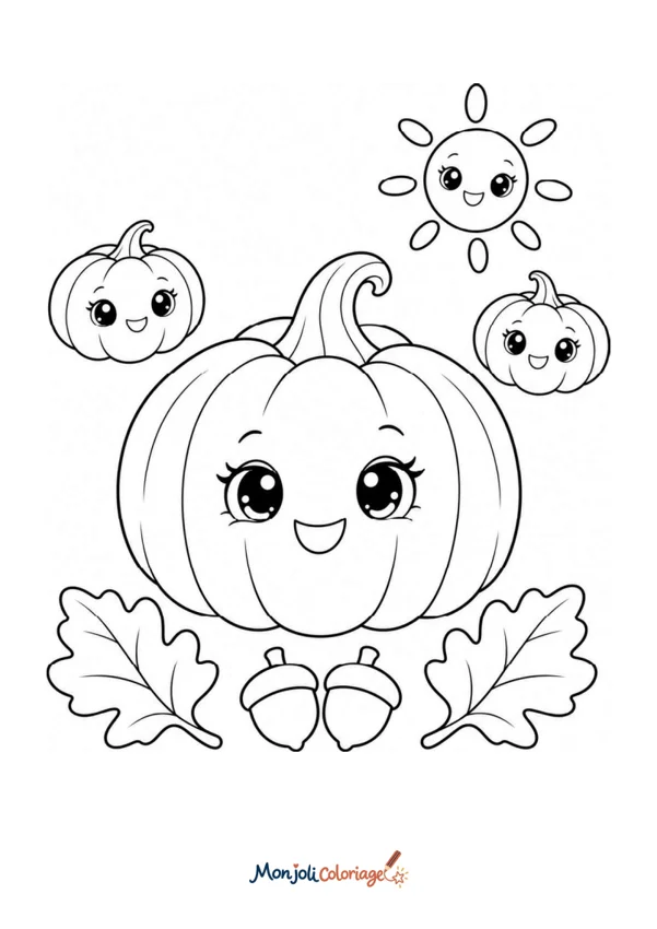 Coloriage à imprimer : Citrouille d'automne