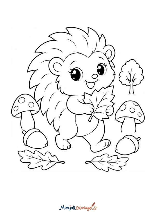 Coloriage à imprimer : Hérisson d'automne