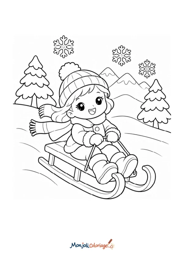 Coloriage à imprimer : Luge