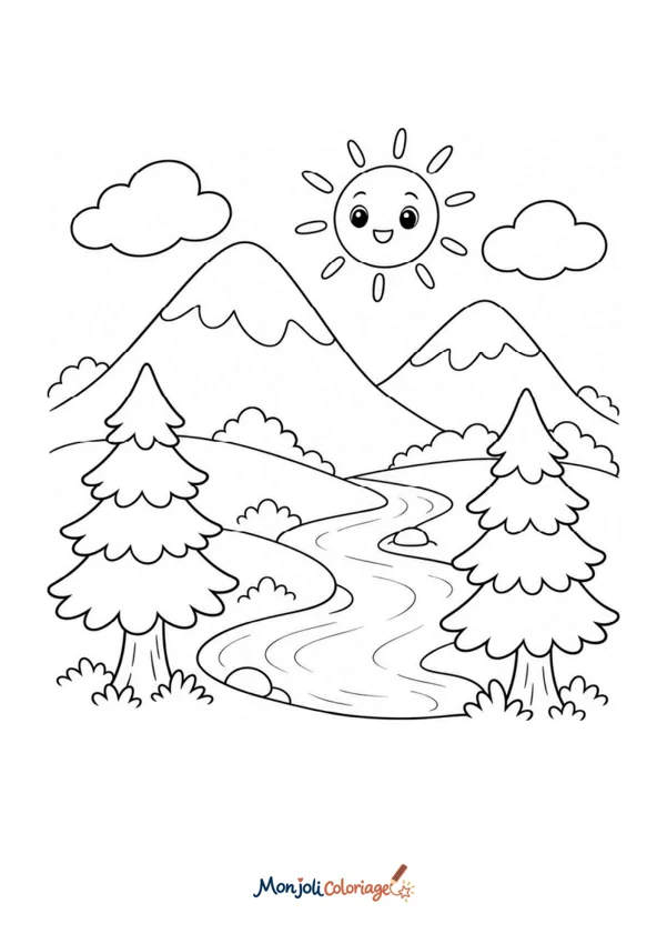 Coloriage à imprimer : Montagne