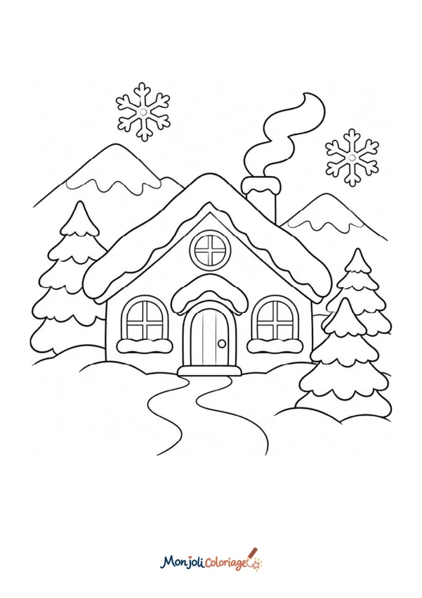 Coloriage à imprimer : Paysage d'hiver