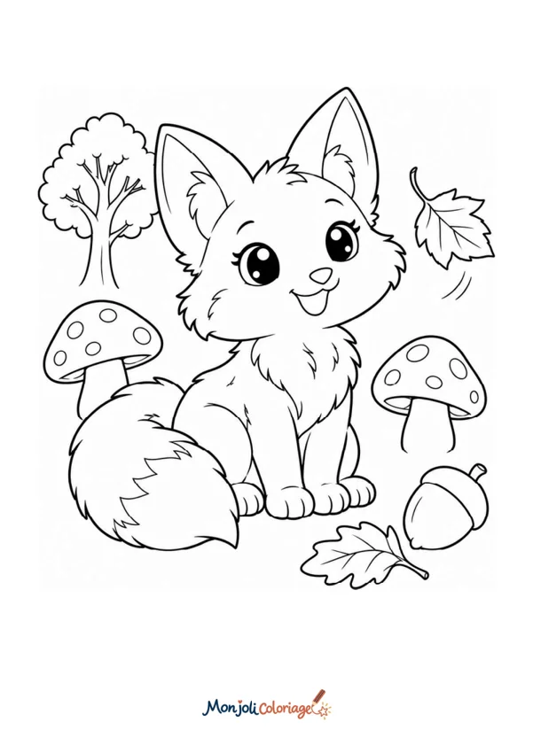 Coloriage à imprimer : Renard d'automne