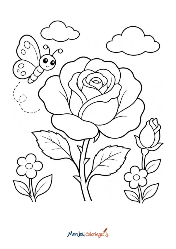 Coloriage à imprimer : Rose