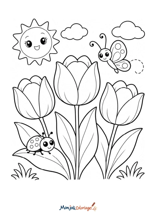Coloriage à imprimer : Tulipe