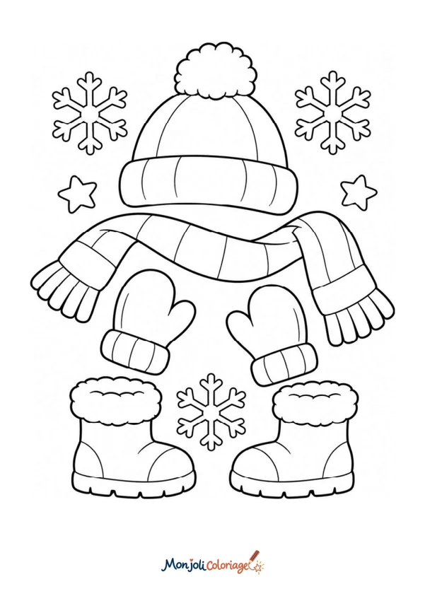 Coloriage à imprimer : Vêtements d'hiver