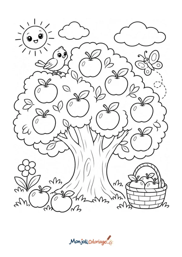 Coloriage à imprimer : Pommier