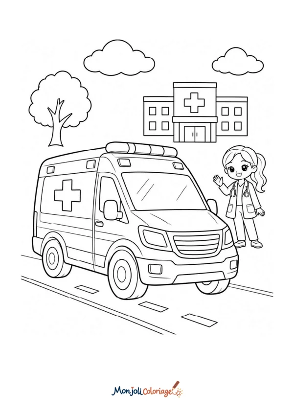 Coloriage à imprimer : Ambulance