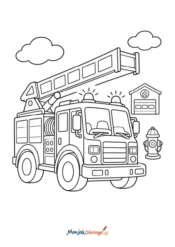 Coloriage à imprimer : Camion de pompier