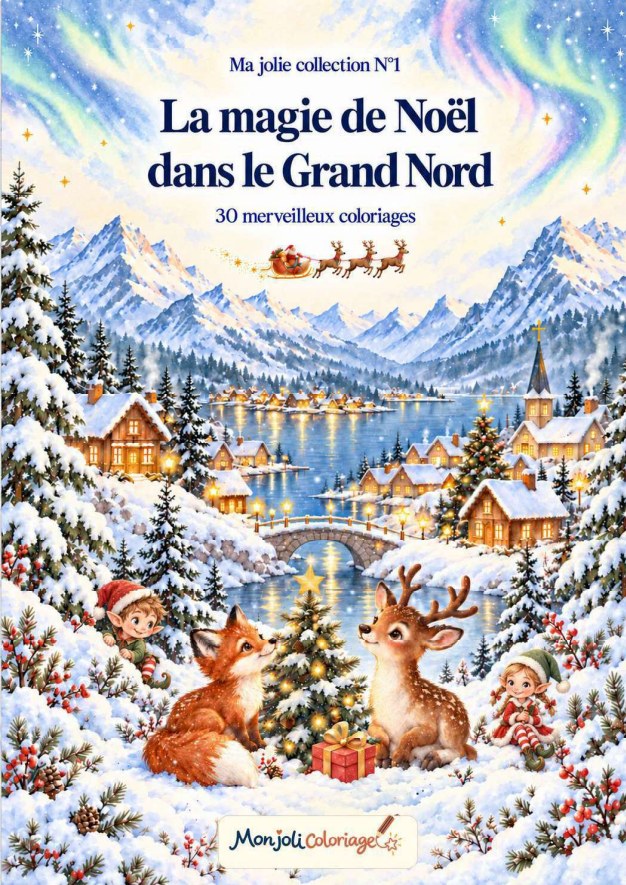 Couverture : La magie de Noël dans le Grand Nord — 30 merveilleux coloriages